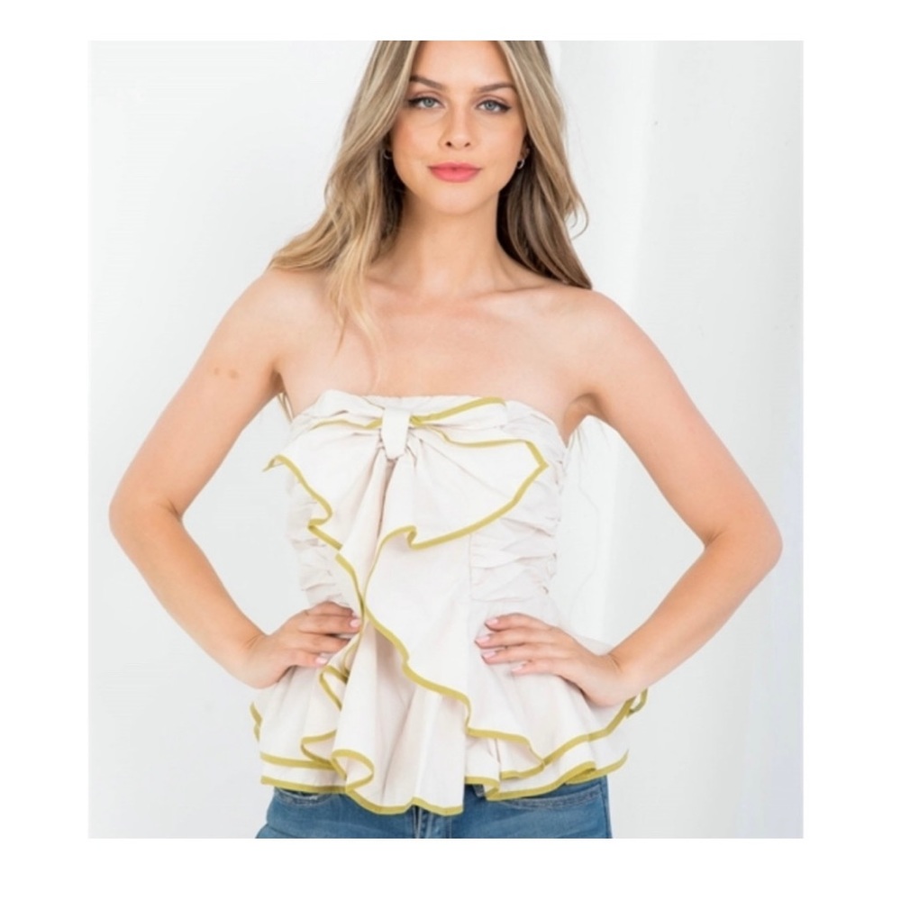 Ruched Strapless Top with Front Bow by RYU